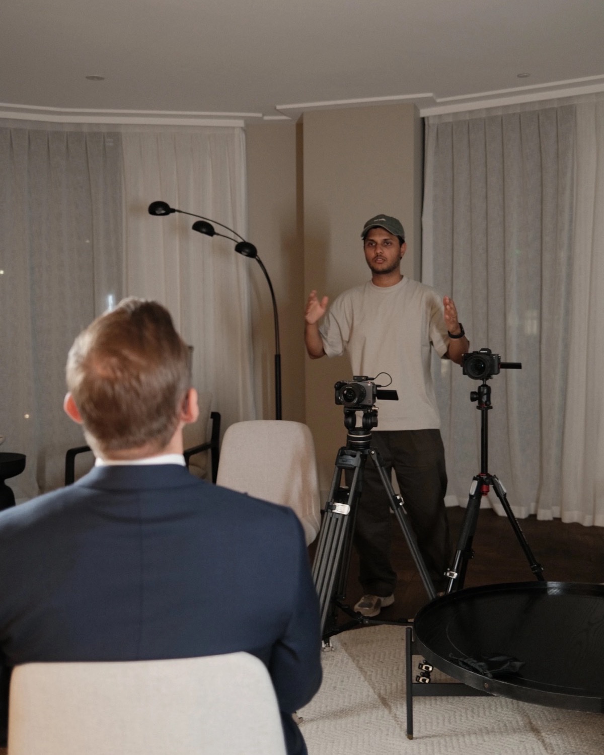 Terrence Stevens directing a client during a Seventh Hour shoot
